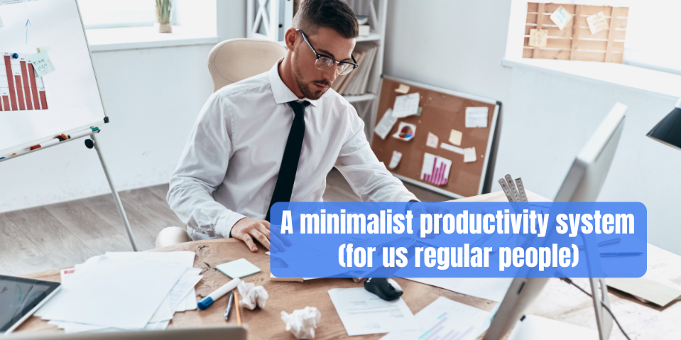 A sketched figure stands calmly beside a single glowing task on a blank canvas, representing the core minimalist principle of focusing on one essential action at a time.